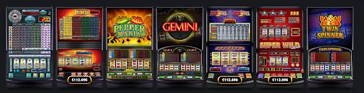 Verzameling van klassieke en moderne gokkasten bij One Casino, waaronder Super Wild, Twin Spinner, Gemini en Pepper Mania